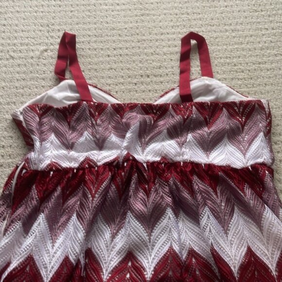 Eloquii Red & White Chevron Embroidered Maxi Dress Size 22 - Picture 6 of 15